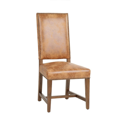 Dani High Back Formal Dining Chair in Chestnut Leather - World Interiors