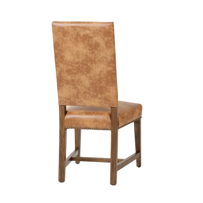 Dani High Back Formal Dining Chair in Chestnut Leather - World Interiors