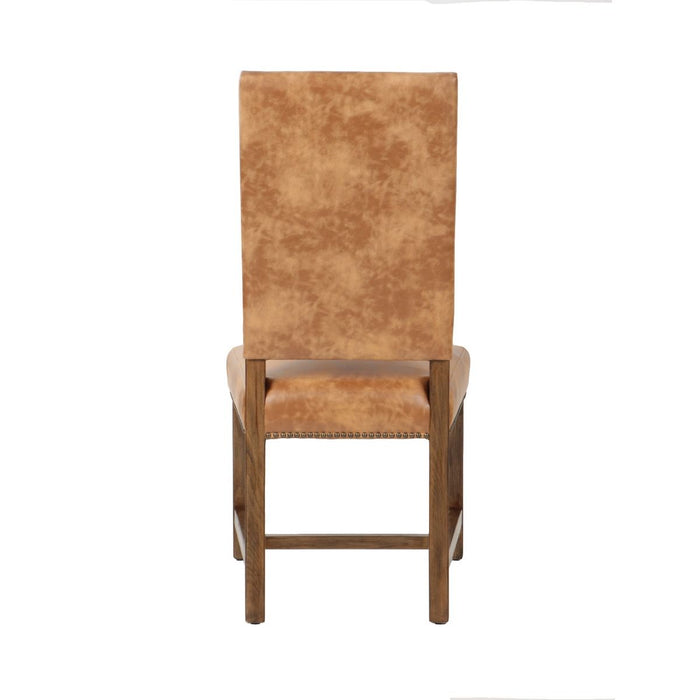 Dani High Back Formal Dining Chair in Chestnut Leather - World Interiors