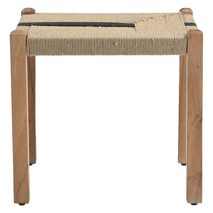 Delmar 20" Ottoman Stool in Woven Natural and Black Rope - World Interiors