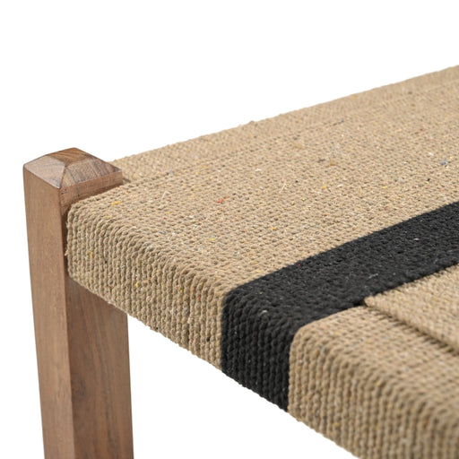 Delmar 20" Ottoman Stool in Woven Natural and Black Rope - World Interiors