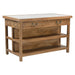 Delmar 58" Kitchen Island Table with White Marble Top and Natural Mango Base - World Interiors