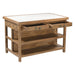 Delmar 58" Kitchen Island Table with White Marble Top and Natural Mango Base - World Interiors