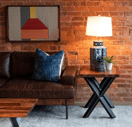 Elliston 26" Live Edge Sheesham Wood and Iron Side Table - World Interiors