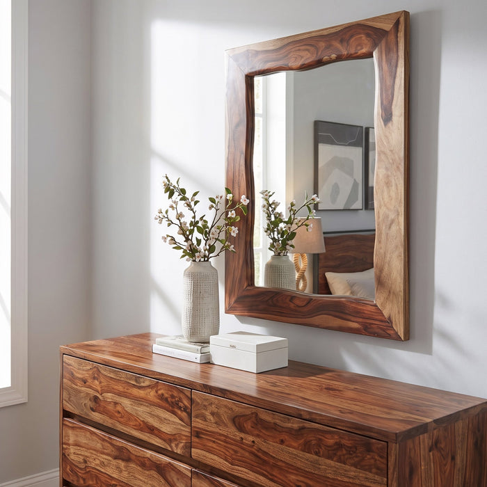 Elliston 43" Mirror Frame in Natural Sheesham - World Interiors