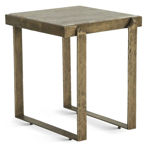 Rhodes Industrial Marble Side Table with Antique Brass - World Interiors