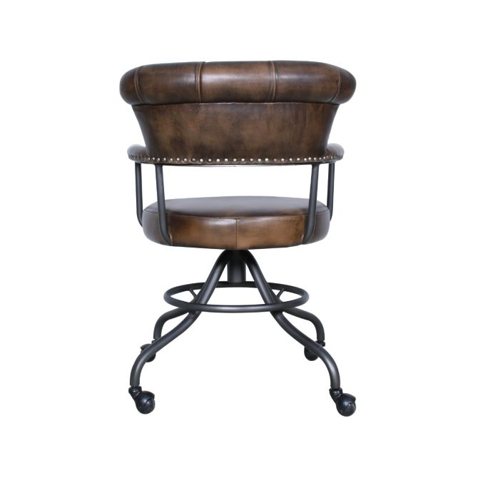 Brisben Chesterfield Office Chair in Antique Whiskey Leather - World Interiors