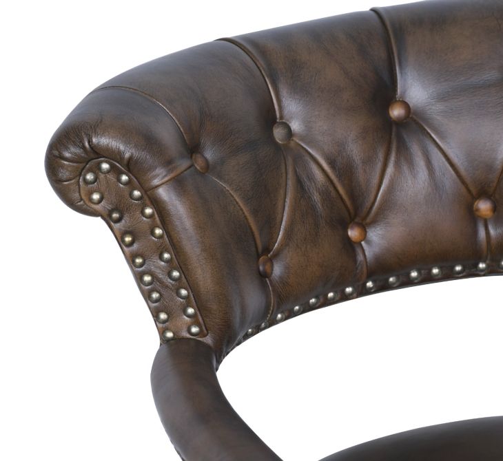 Brisben Chesterfield Office Chair in Antique Whiskey Leather - World Interiors