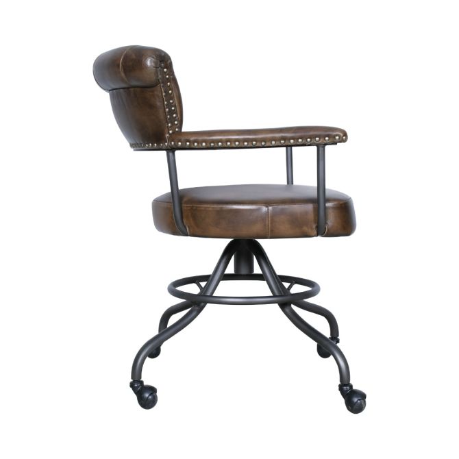 Brisben Chesterfield Office Chair in Antique Whiskey Leather - World Interiors