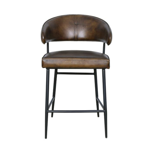 Brisbane Modern Buffalo Leather Counter Chair - World Interiors