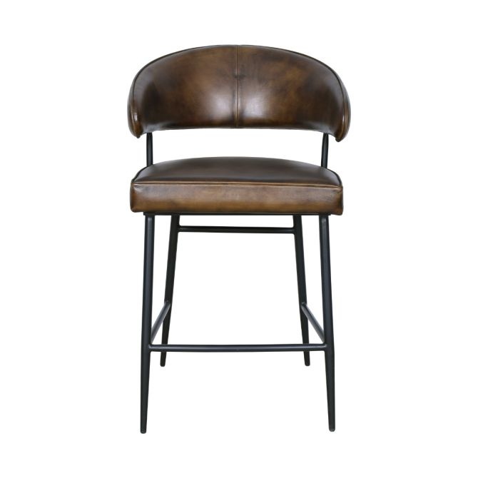 Brisben Modern Buffalo Leather Counter Chair - World Interiors