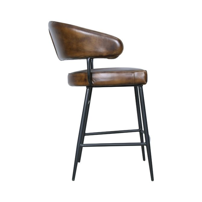 Brisben Modern Buffalo Leather Counter Chair - World Interiors