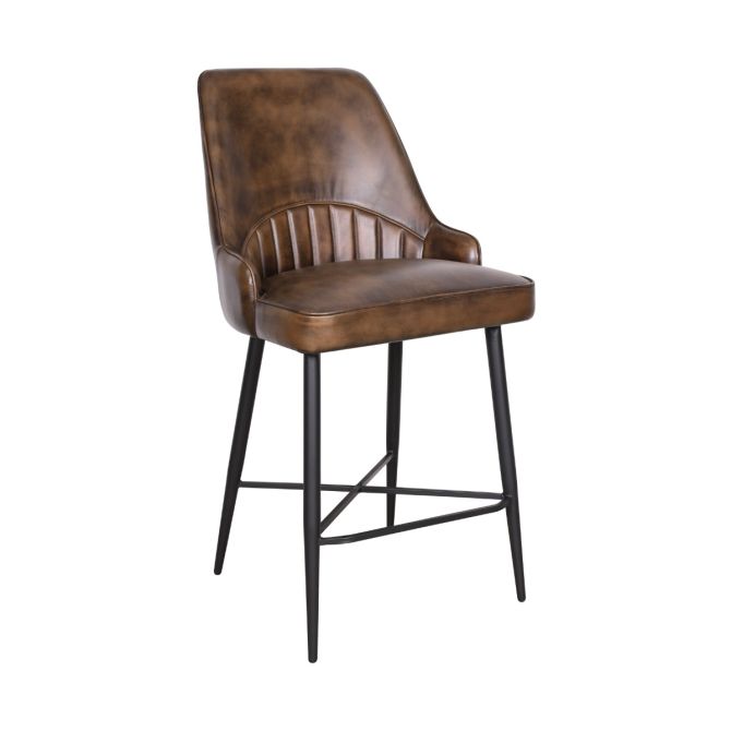 Galway Counter Chair in Antique Whiskey Leather - World Interiors