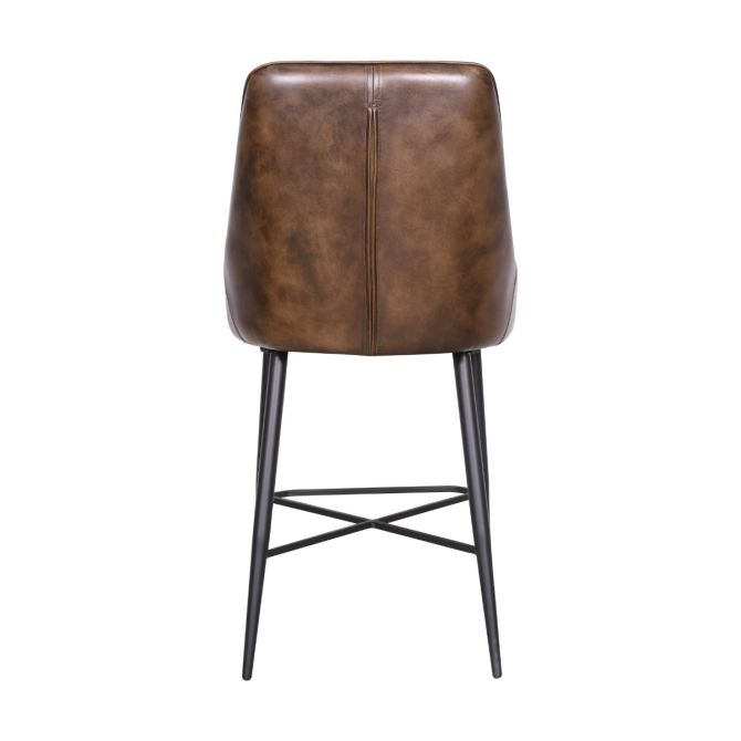 Galway Counter Chair in Antique Whiskey Leather - World Interiors