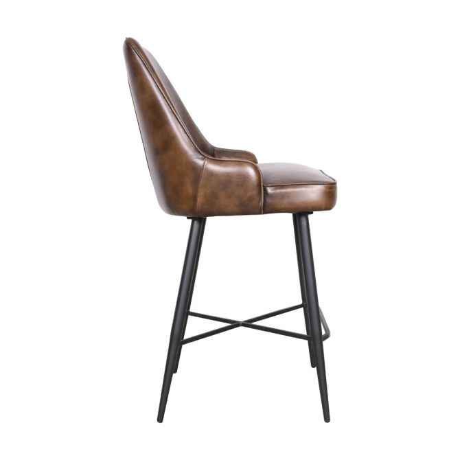 Galway Counter Chair in Antique Whiskey Leather - World Interiors