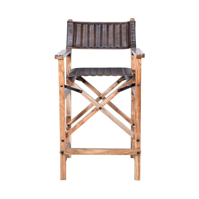 Galway Folding Bar Chair in Antique Whiskey Leather