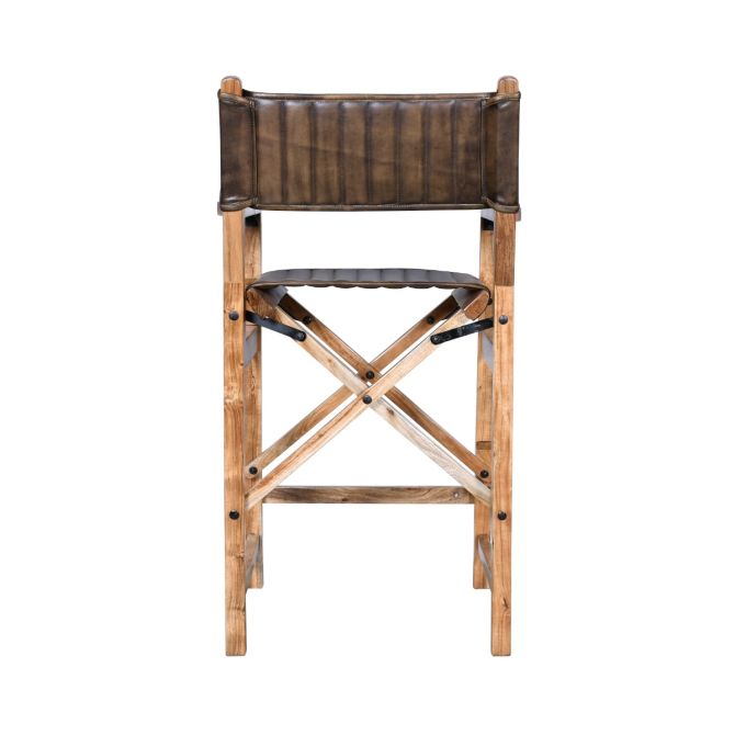 Galway Folding Bar Chair in Antique Whiskey Leather