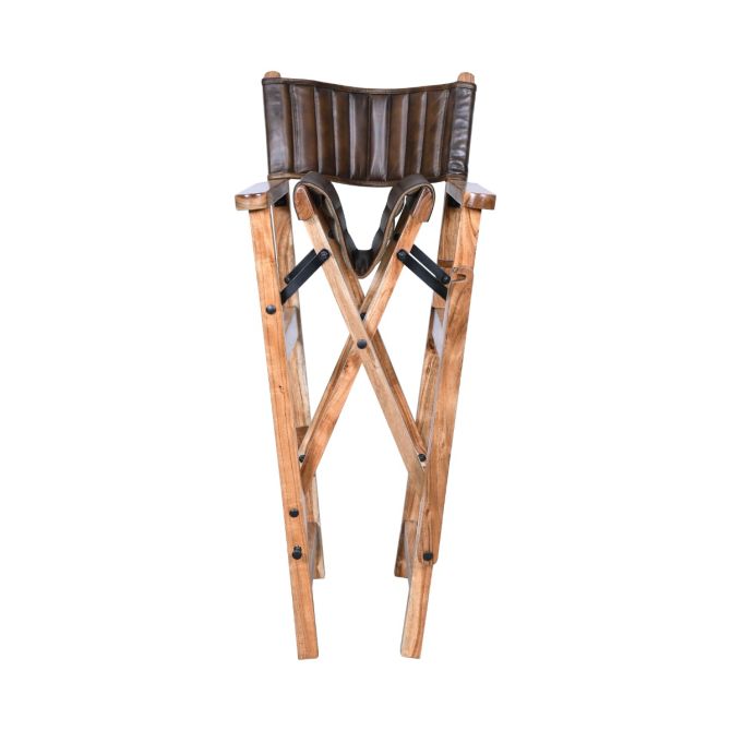 Galway Folding Bar Chair in Antique Whiskey Leather