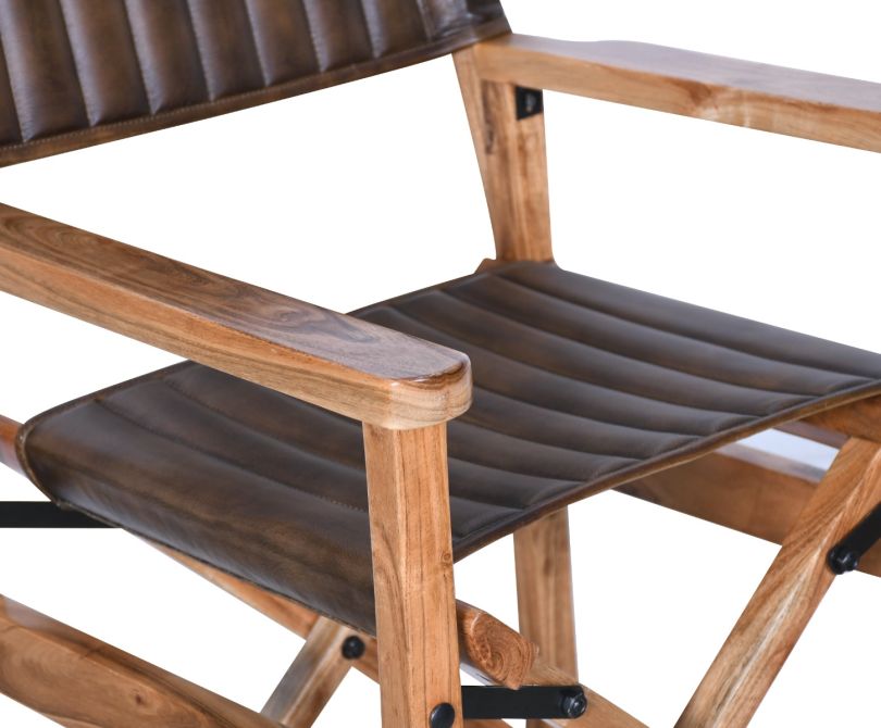 Galway Folding Bar Chair in Antique Whiskey Leather