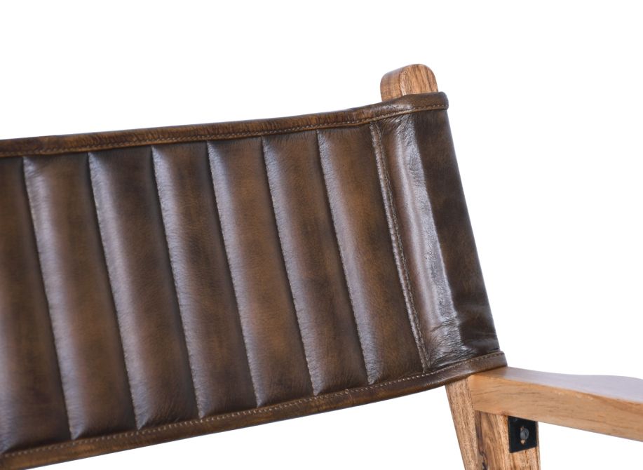 Galway Folding Bar Chair in Antique Whiskey Leather