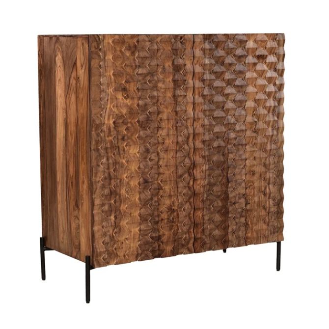 Acres 39" Bar Cabinet in Carved Brownstone - World Interiors