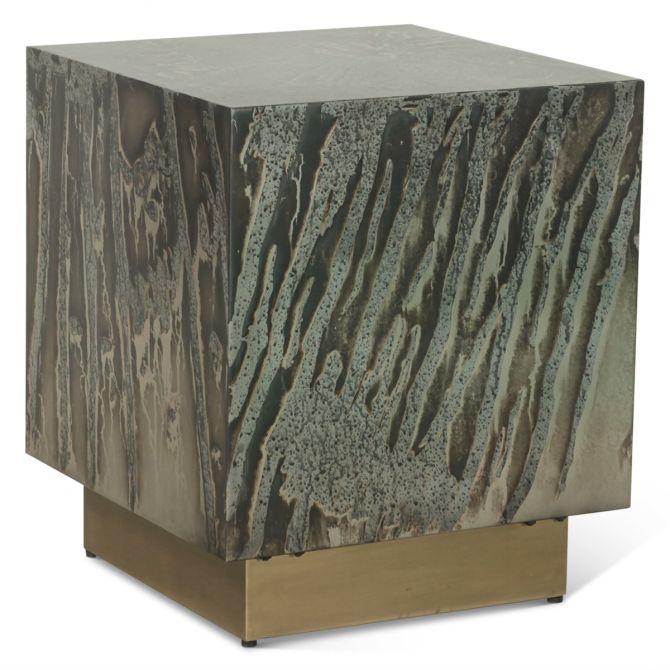 Odessa Modern Industrial Side Table in Desert Patina - World Interiors