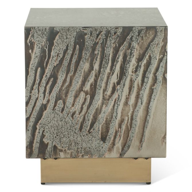 Odessa Modern Industrial Side Table in Desert Patina - World Interiors