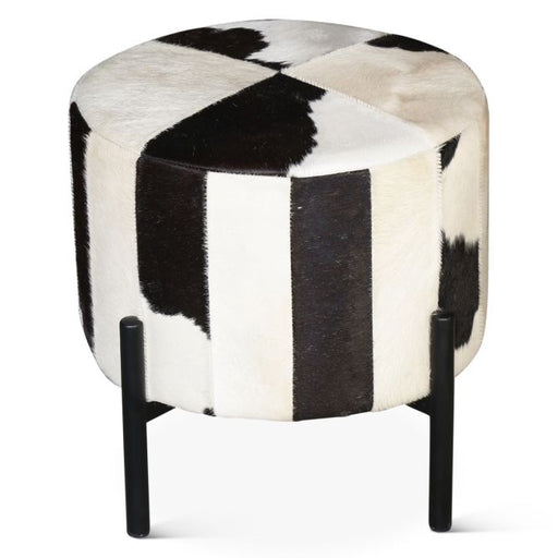 Charleston Black Cowhide Stool - World Interiors