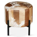 Charleston Brown Cowhide Stool - World Interiors