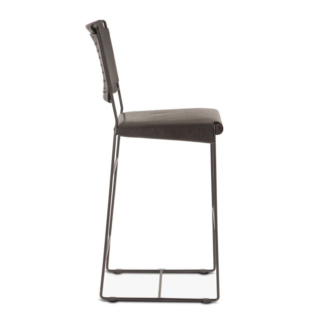 Melbourne Buffalo Leather and Iron Counter Chair - World Interiors