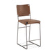 Melbourne Buffalo Leather and Iron Counter Chair - World Interiors