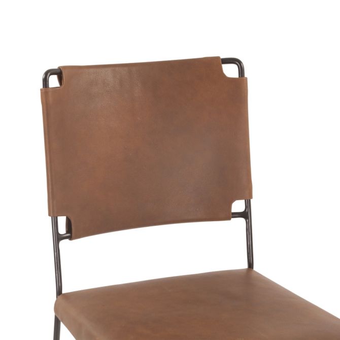 Melbourne Buffalo Leather and Iron Counter Chair - World Interiors