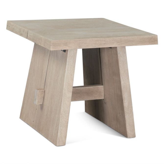 Acadia Rustic Modern Side Table in Driftwood - World Interiors