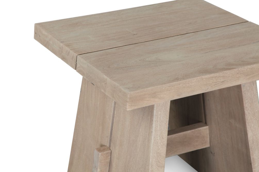 Acadia Rustic Modern Side Table in Driftwood - World Interiors