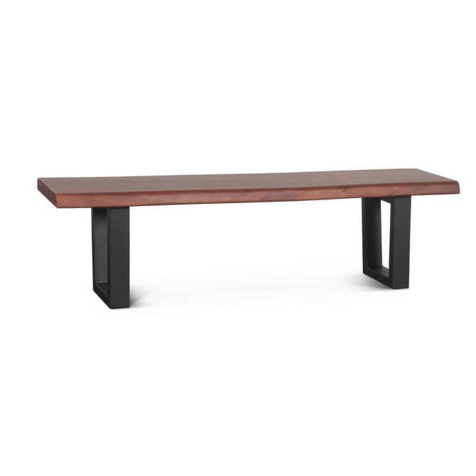 Yarrow 68" Bench in Light Sequoia with Gunmetal Legs - World Interiors