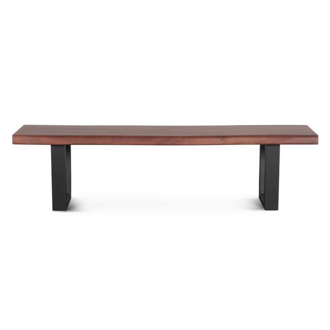 Yarrow 68" Bench in Light Sequoia with Gunmetal Legs - World Interiors