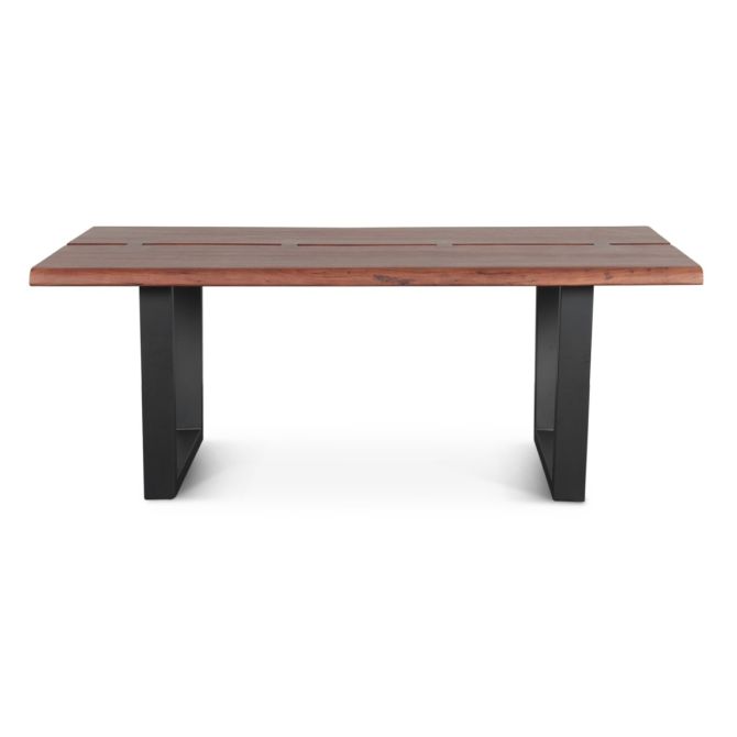 Yarrow 79" Dining Table in Light Sequoia with Gunmetal Legs - World Interiors