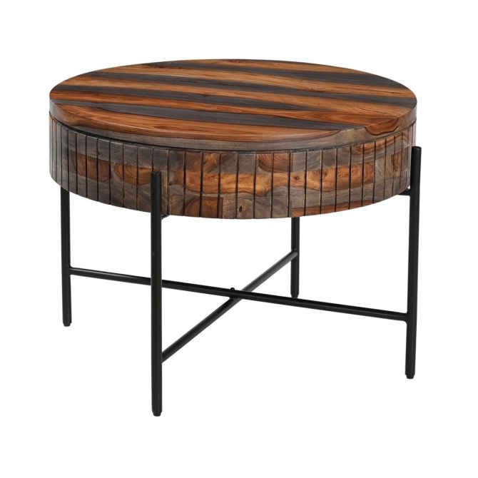 Summit 28" Modern Round Coffee Table in Capri Sheesham