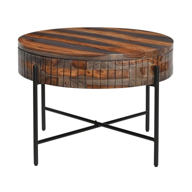 Summit 28" Modern Round Coffee Table in Capri Sheesham