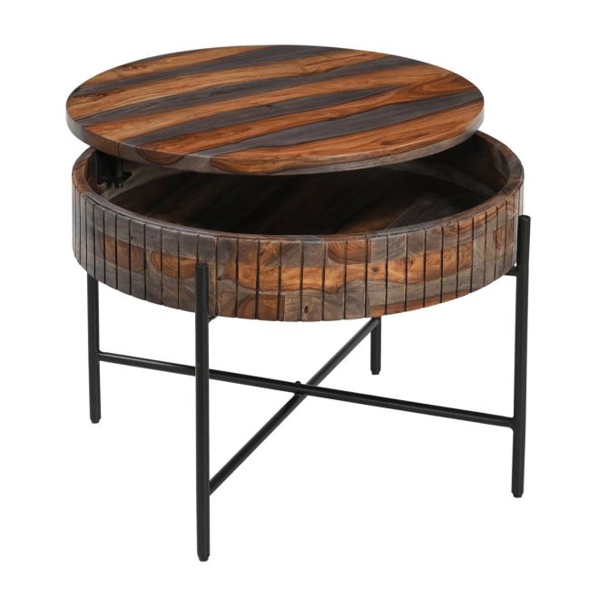 Summit 28" Modern Round Coffee Table in Capri Sheesham