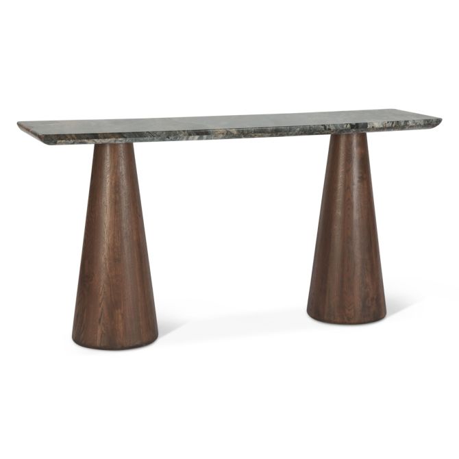 Caldera Lava Marble Console Table with Dark Oak Base