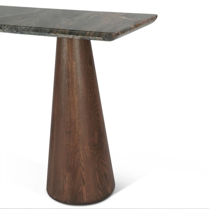 Caldera Lava Marble Console Table with Dark Oak Base