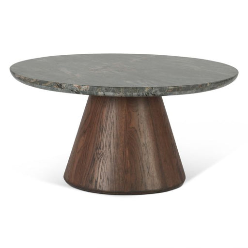 Caldera Lava Marble Coffee Table with Dark Oak Base - World Interiors
