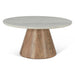 Caldera White Travertine Coffee Table with Light Oak Base - World Interiors