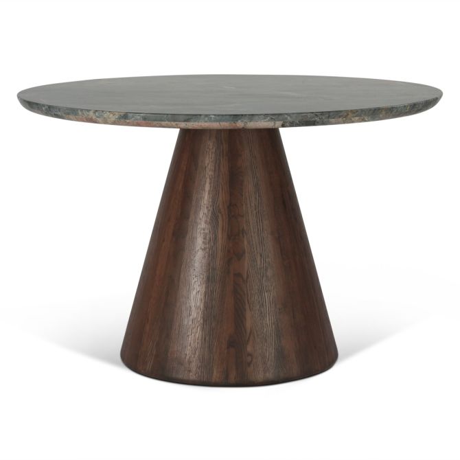 Caldera 48" Lava Marble Dining Table with Dark Oak Base - World Interiors