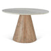 Caldera 48" White Travertine Dining Table with Light Oak Base - World Interiors