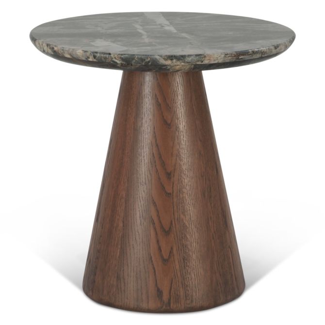 Caldera Lava Marble Side Table with Dark Oak Base - World Interiors