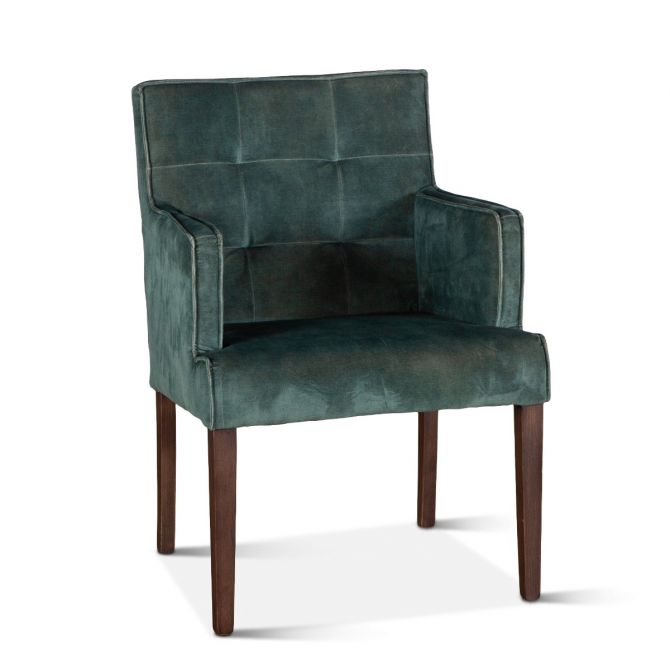 Avery Green Velvet Arm Chair - World Interiors