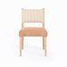 Lila Leather Linen Back Dining Chair - World Interiors