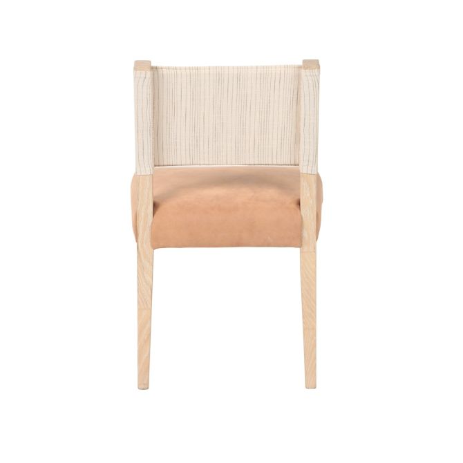 Lila Leather Linen Back Dining Chair - World Interiors